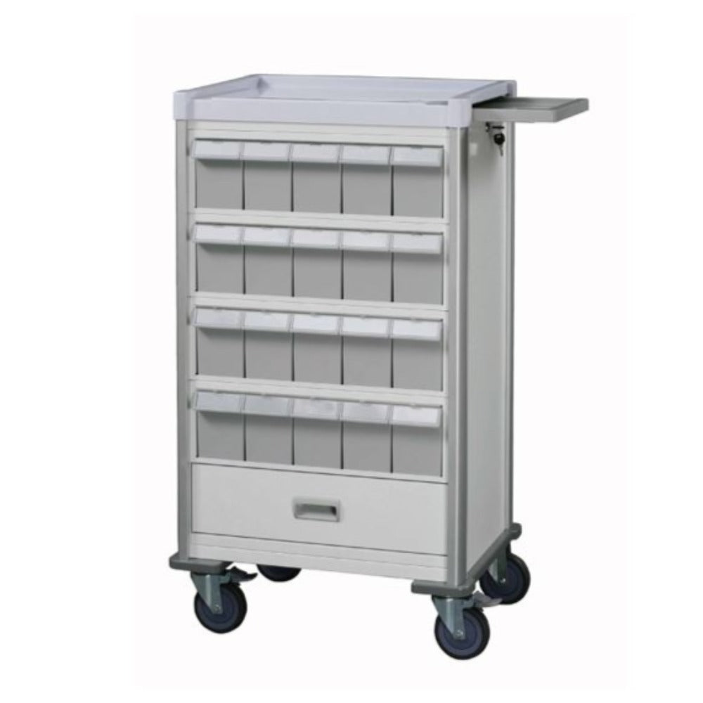 Double-face medication trolley, individual 6" bin, 42", White - WIDOS Asia