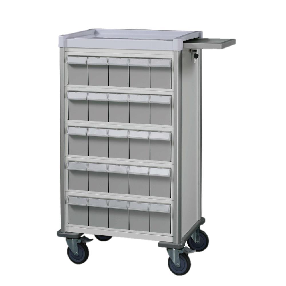 MX Double-Face Medication Trolley, Individual 6" Bin, 42" (White) - WIDOS Asia