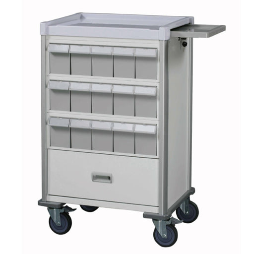 Double-face medication trolley, individual 6" bin, 37", White - WIDOS Asia